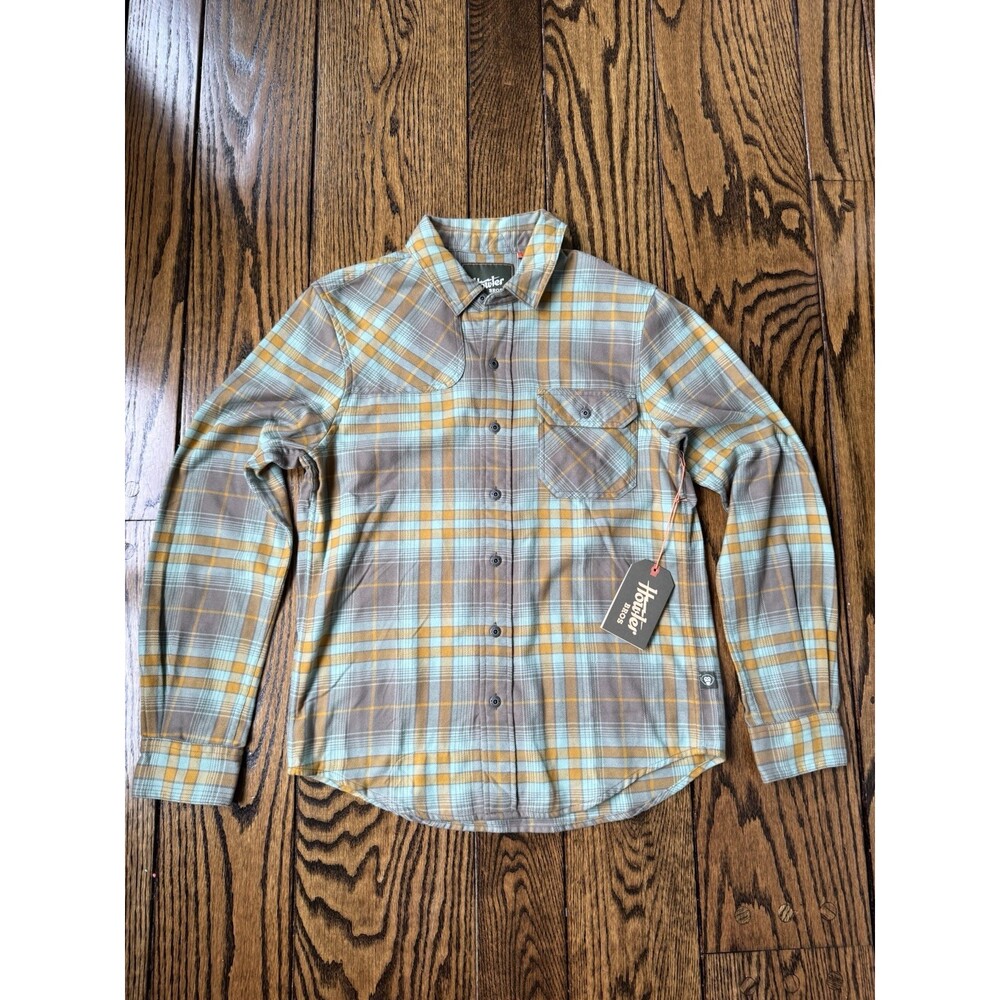 Howler Brothers Harker's Men's Flannel Kempton Plaid Taupe Shirt Size Small
